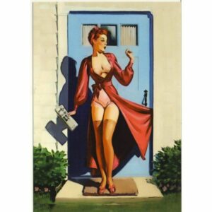 PIN UP GIRL KOBIETA Z GAZETĄ POCZTÓWKA V14003