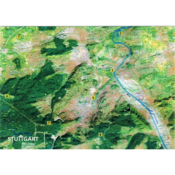 STUTTGART MAPKA POCZTÓWKA 3D TRÓJWYMIAROWA 3D258