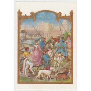 WYJAZD NA POLOWANIE KRAJOBRAZ ZAMEK STARA GRAFIKA POCZTÓWKA A53904