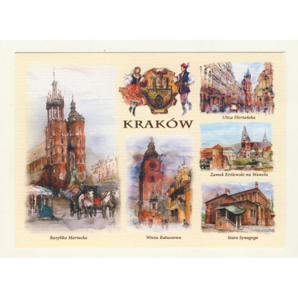 KRAKÓW WIDOKÓWKA AKWARELA CZ-B-200