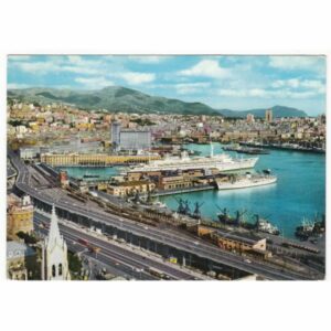 WŁOCHY GENOVA STATEK PORT WIDOKÓWKA A57773