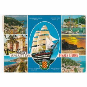 WŁOCHY FINALE LIGURE STATEK WIDOKÓWKA A58168