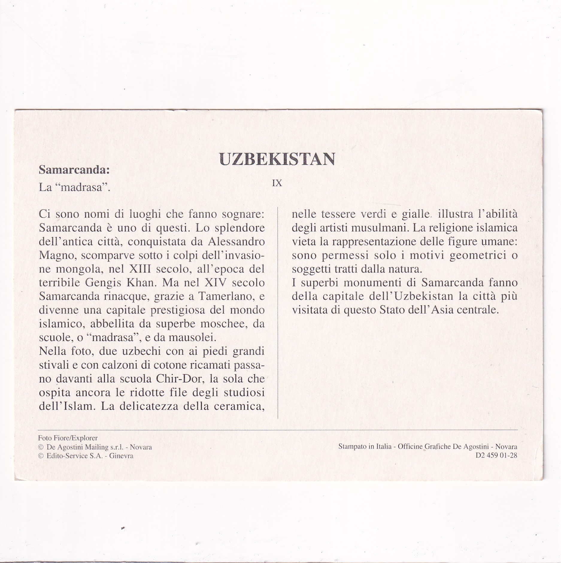 UZBEKISTAN SAMARKANDA LA "MADRASA" WIDOKÓWKA DA-769 - obrazek 2