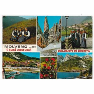 WŁOCHY DOLOMITY MOLVENO STRÓJ LUDOWY WIDOKÓWKA A64059