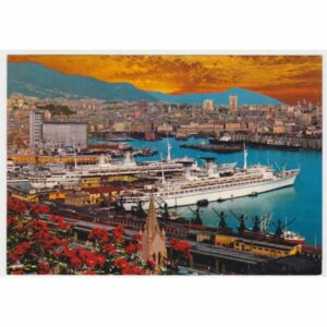 WŁOCHY GENOVA STATEK PORT WIDOKÓWKA A67685