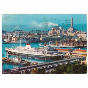WŁOCHY GENOVA STATEK PORT WIDOKÓWKA A69884