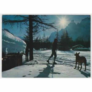 WŁOCHY COURMAYEUR ZIMA NARTY PIES WIDOKÓWKA A70139