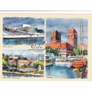 NORWEGIA OSLO WIDOKÓWKA AKWARELA CZ-OSLO-06