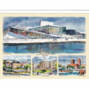 NORWEGIA OSLO WIDOKÓWKA AKWARELA CZ-OSLO-08