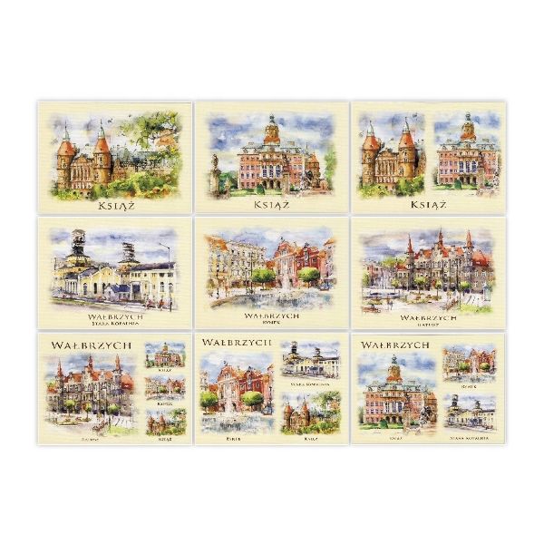 Zestaw WAŁBRZYCH Akwarele 9 szt.