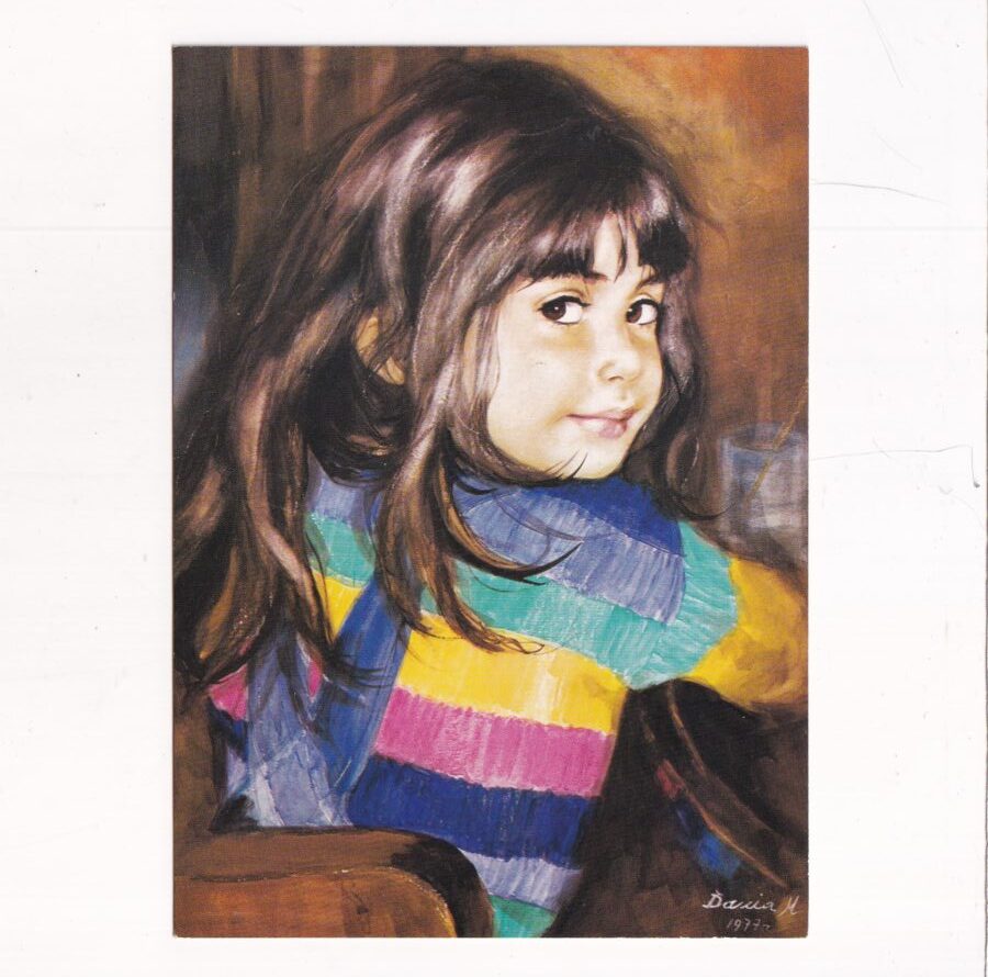 MUSZYŃSKA DZIEWCZYNKA W KOLOROWYM SWETRZE DZIECKO DZIECI POCZTÓWKA GRAF-214