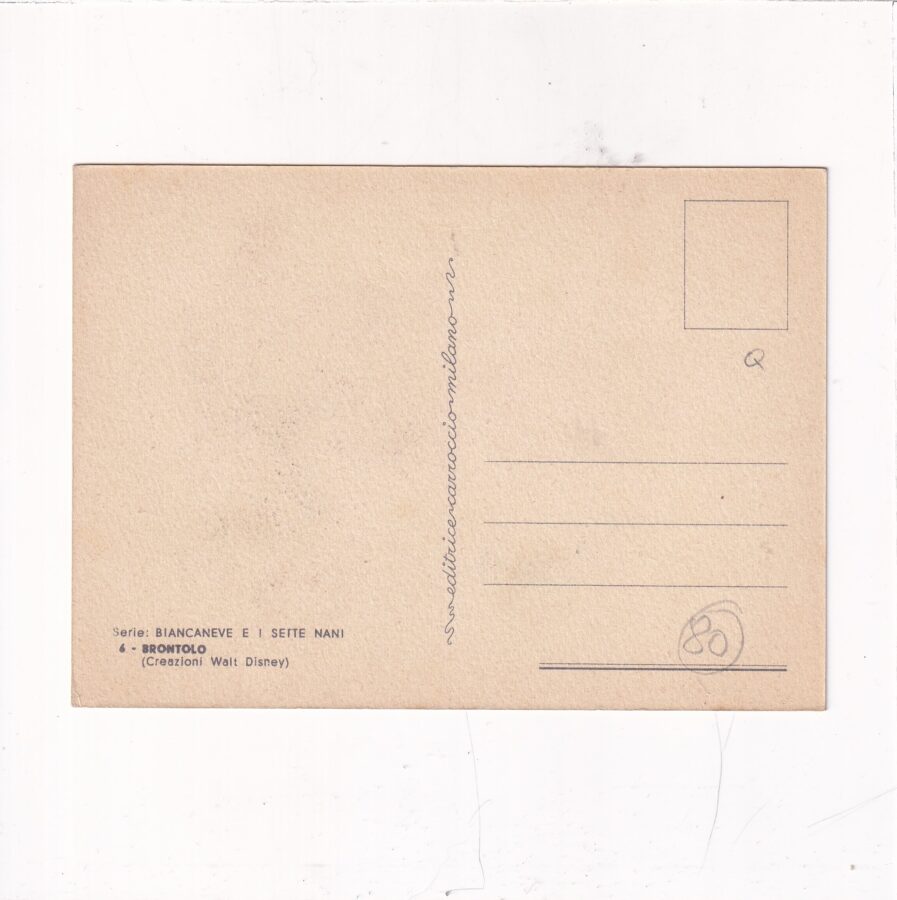 DISNEY KRÓLEWNA ŚNIEŻKA KRASNOLUDEK BRONTOLO GRUMBLE POCZTÓWKA A94098 - obrazek 2