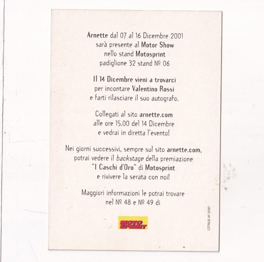 WŁOCHY MOTO SPRINT VALENTINO ROSSI FORMUŁA 1 POCZTÓWKA A2328 - obrazek 2