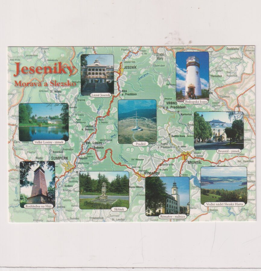CZECHY JESENIK MAPKA POCZTÓWKA A1814