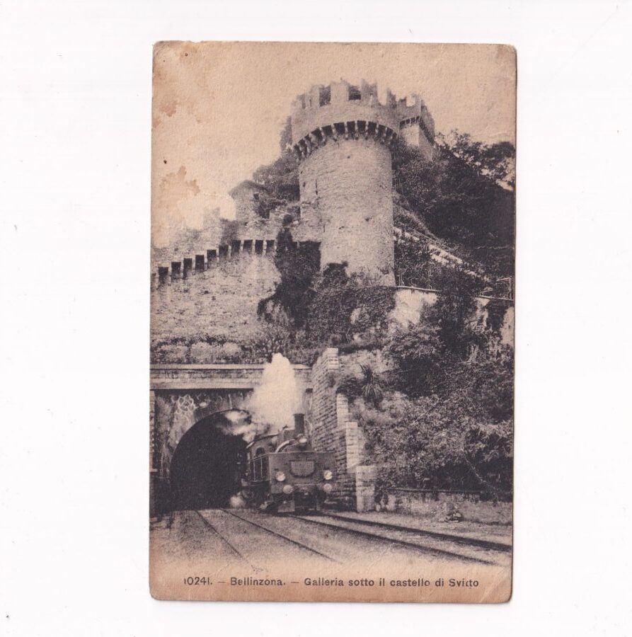 SZWAJCARIA BELLINZONA CASTELLO DI SVICTO POCIĄG WIDOKÓWKA A4935
