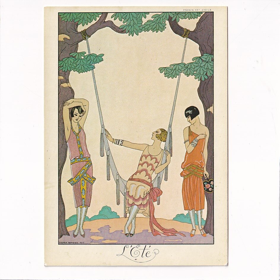 ART DECO GEORGE BARBIER 1925 "SOMMER - L'ETE" POCZTÓWKA A16647