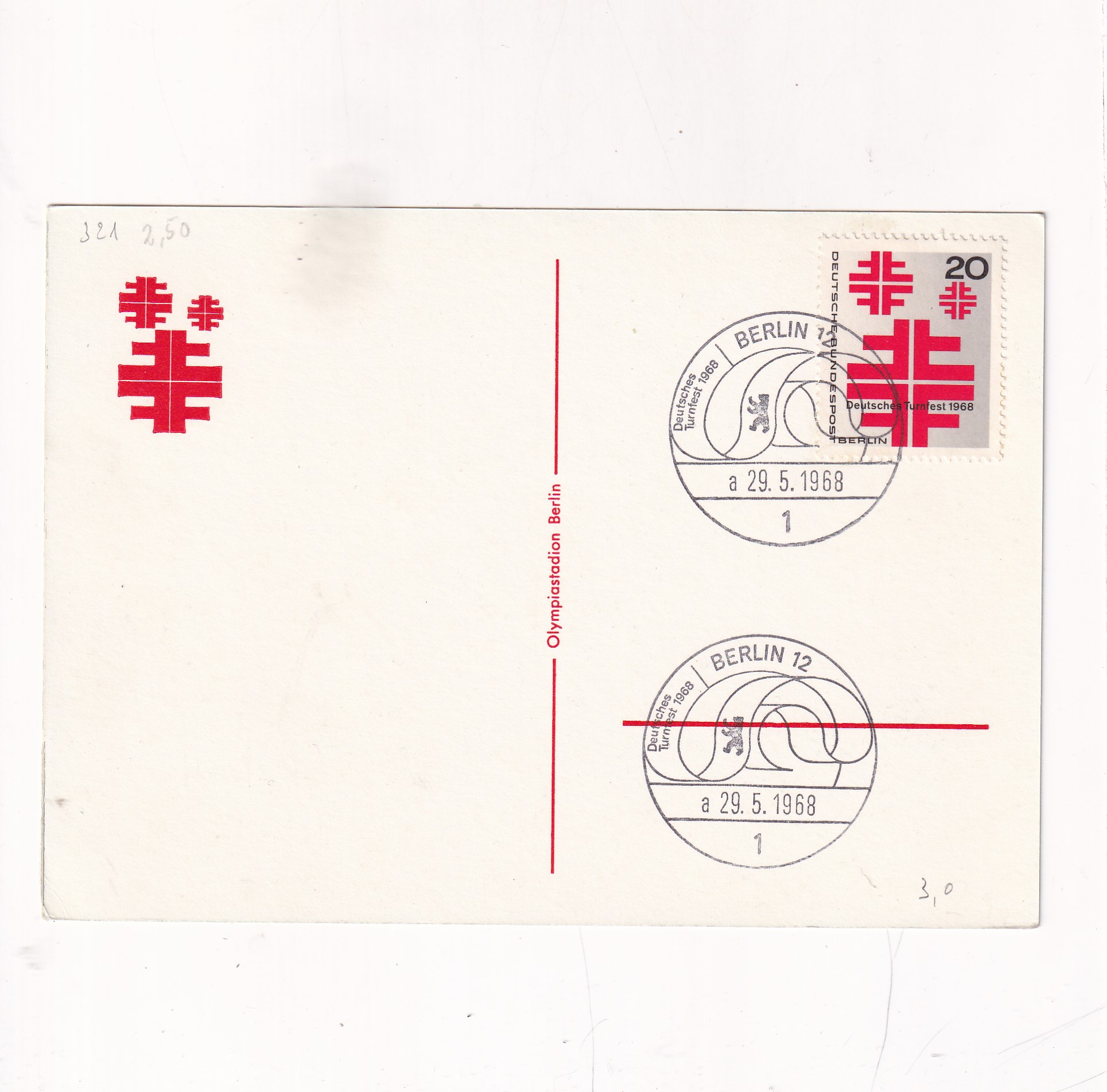 BERLIN STADION OLIMPIJSKI 1968 WIDOKÓWKA A18644 - obrazek 2