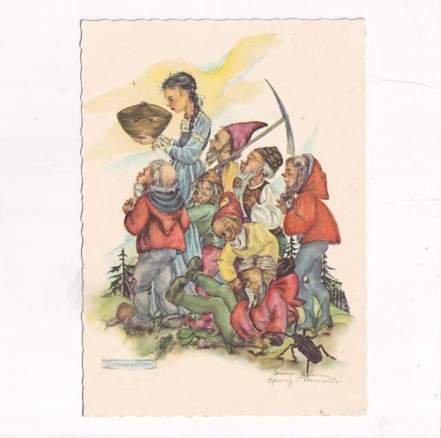 BAJKA ŚPIĄCA KRÓLEWNA I 7 KRASOLUDKÓW POCZTÓWKA A22764