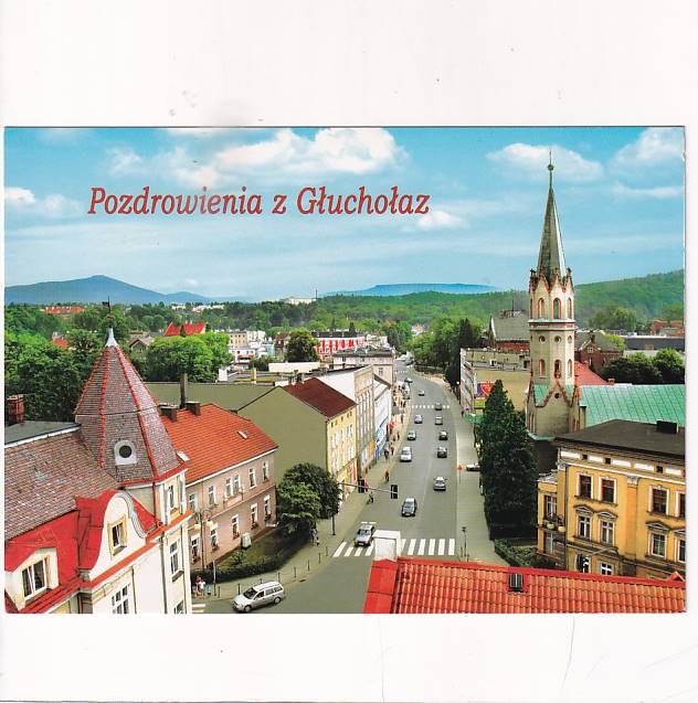 GŁUCHOŁAZY ZIEGENHALS WIDOK Z WIEŻY SAMOCHODY WIDOKÓWKA A23873