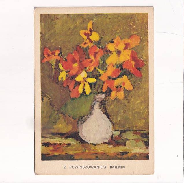 ELIZA STOKOWSKA ŻYCZENIA KWIATY POCZTÓWKA A26849