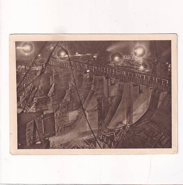 UKRAINA NA DNIEPRZE BUDOWA ELEKTROWNI NOC POCZTÓWKA A30259