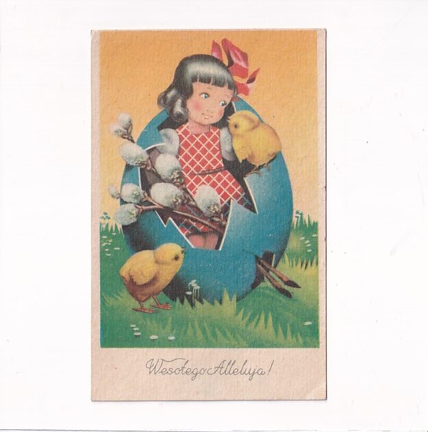 WESOŁYCH ŚWIĄT WIEKANOC DZIEWCZYNKA POCZTÓWKA A29549