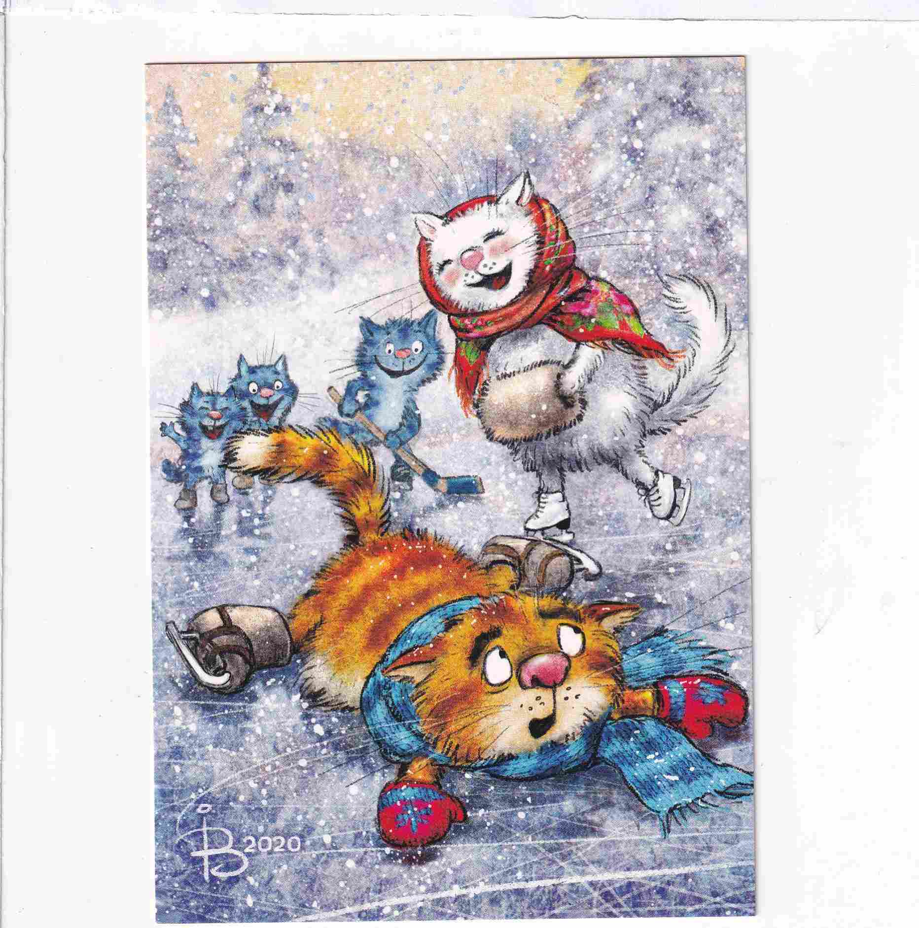 IRINA ZENIUK NIEBIESKI KOT KOTY 2020 POCZTÓWKA A95880