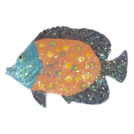 MAGNES NA LODÓWKĘ RYBKA OZDOBIONA BROKATEM 13358