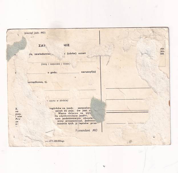 POCZTÓWKA MILICYJNA MO "JAZDA NA SANKACH" POCZTÓWKA GRAF-2304 - obrazek 2