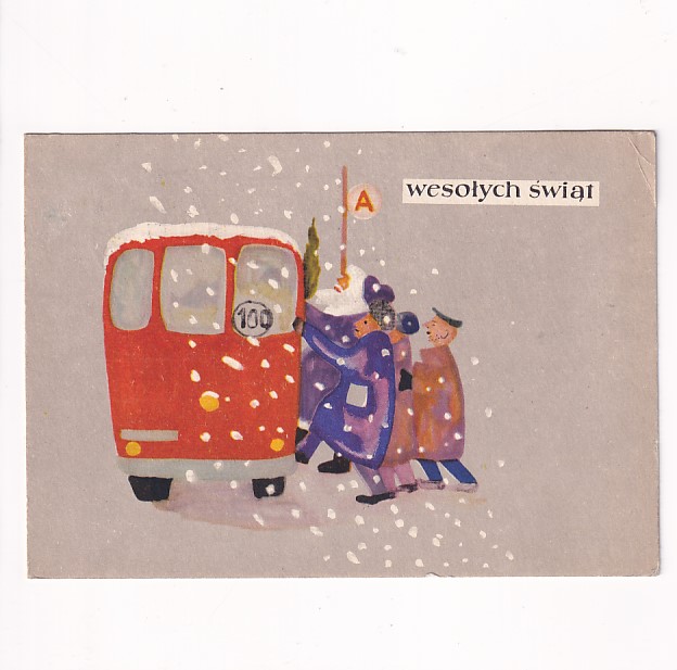 ELŻBIETA FIDO WESOŁYCH ŚWIĄT B.N.MIKOŁAJ AUTOBUS POCZTÓWKA GRAF-2654