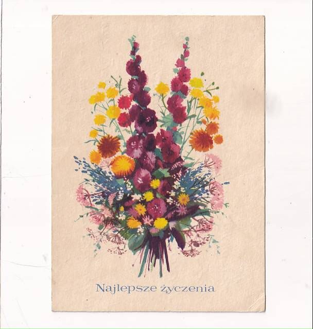 MARIA ORŁOWSKA-GABRYŚ ŻYCZENIA KWIATY POCZTÓWKA GRAF-3080