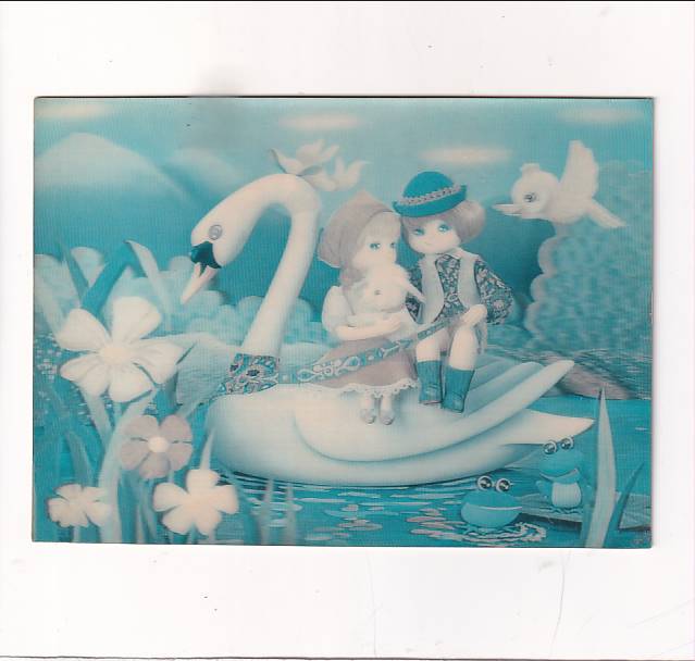 ŁABĘDŹ LALKI POCZTÓWKA 3D TRÓJWYMIAROWA A37718