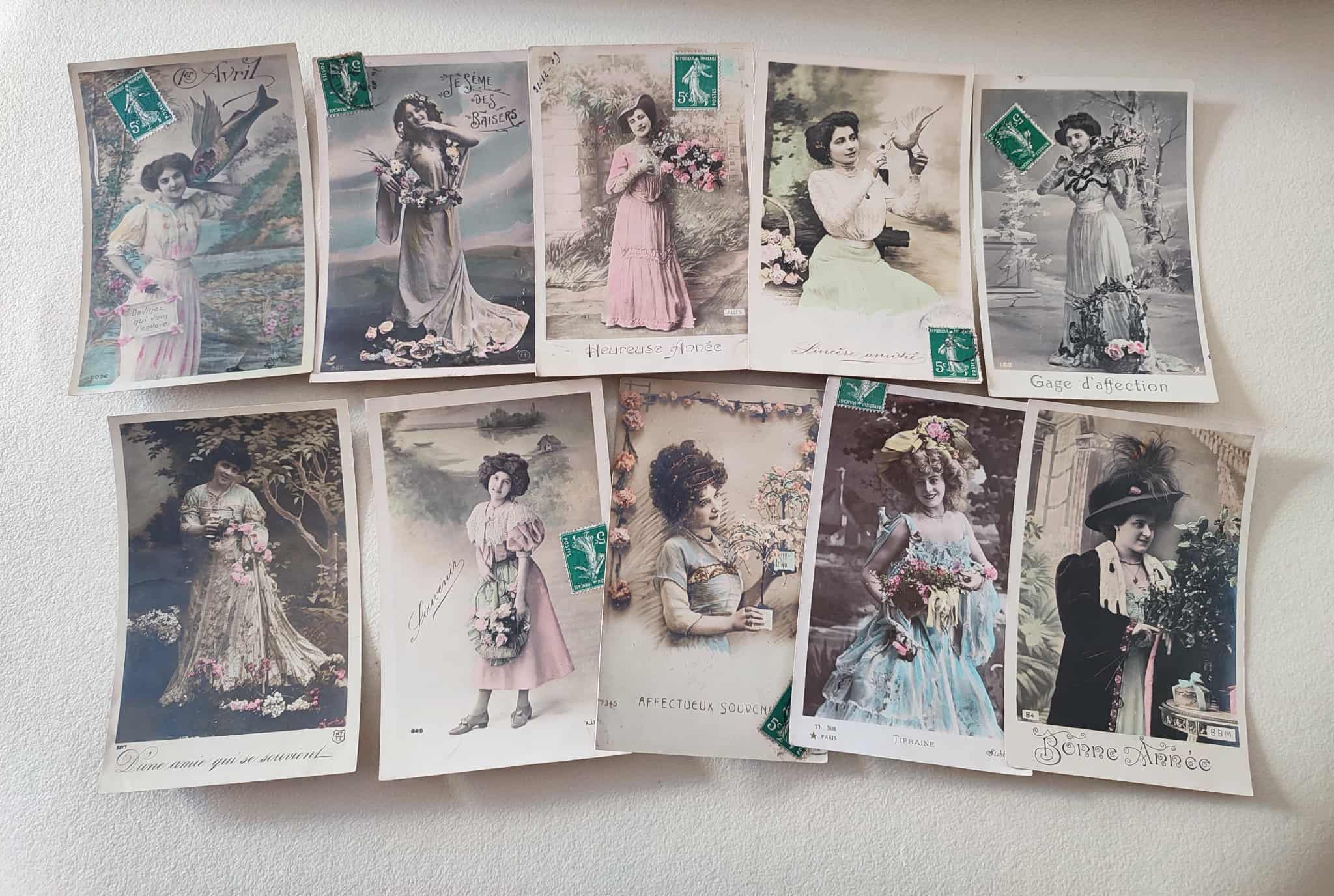 VINTAGE KOBIETA ŻYCZENIA ZESTAW 30 sztuk POCZTÓWKA A37728 - obrazek 2