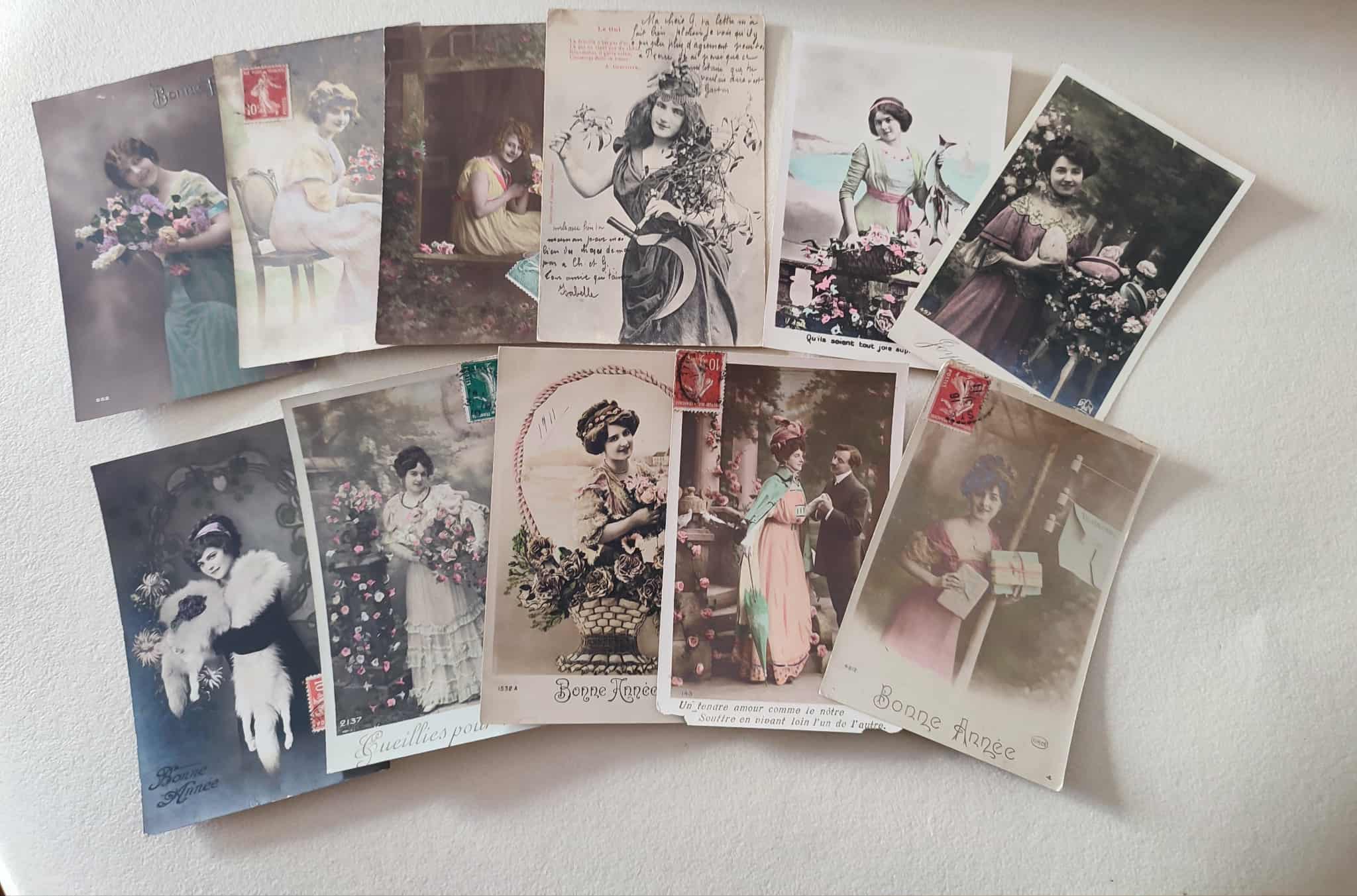 VINTAGE KOBIETA ŻYCZENIA ZESTAW 30 sztuk POCZTÓWKA A37728 - obrazek 3