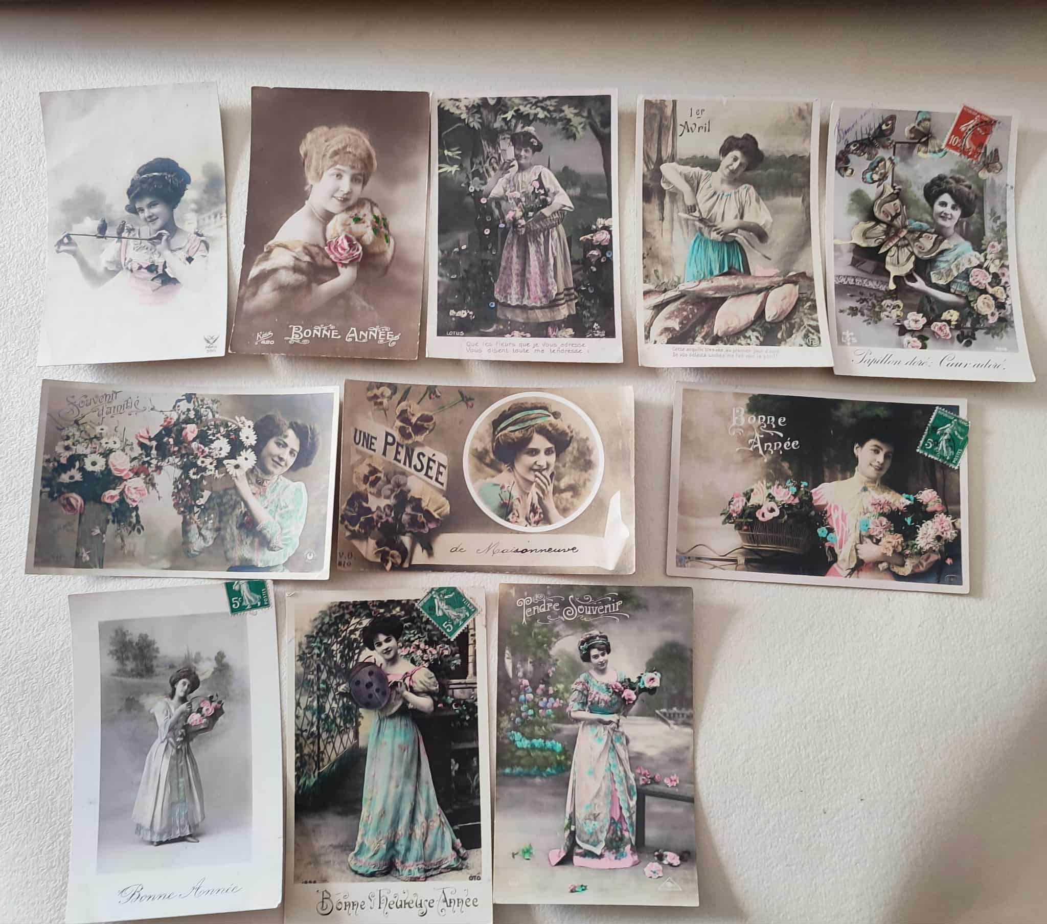 VINTAGE KOBIETA ŻYCZENIA ZESTAW 30 sztuk POCZTÓWKA A37728 - obrazek 4