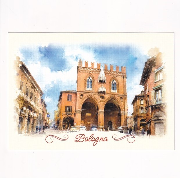 BOLONIA PALAZZO DELLA MERCANZIA WIDOKÓWKA AKWARELA WR11391