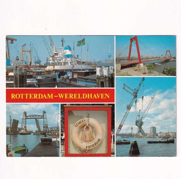 HOLANDIA ROTTERDAM PORT STATKI WIDOKÓWKA A39348