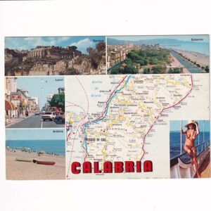 WŁOCHY CALABRIA MAPKA KOBIETA AKT POCZTÓWKA A39452
