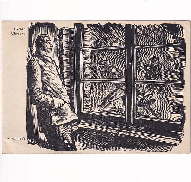 M.STĘPIEŃ DRZEWORYT GRAFIKA OBOZOWA KARNET/POCZTÓWKA GRAF-4413