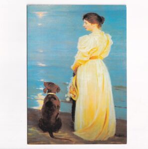 P.S.KROYER "LETNI WIECZÓR W SKAGEN" PIES KOBIETA KARNET/POCZTÓWKA GRAF-4636