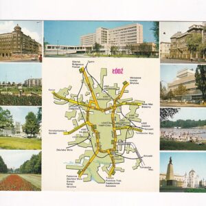 ŁODŹ FAGMENTY MIASTA PRL MAPKA POCZTÓWKA A39669
