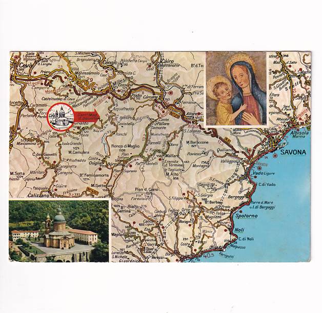 WŁOCHY REGION LIGURIA SANKTUARIUM NOSTRA SIGNORA DEL DESERTO MAPKA WIDOKÓWKA A39790