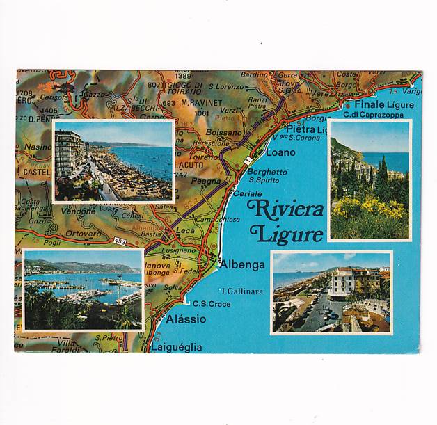 WŁOCHY RIVIERA LIGURE MAPKA WIDOKÓWKA A39791