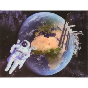 KOSMOS ZIEMIA MIĘDZYNARODOWA STACJA KOSMICZNA (ISS) ASTRONAUTA 3D POCZTÓWKA TRÓJWYMIAROWA 3D 883