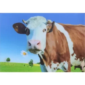 ZWIERZĘTA KROWA Z KWIATKIEM 3D POCZTÓWKA TRÓJWYMIAROWA 3D 914