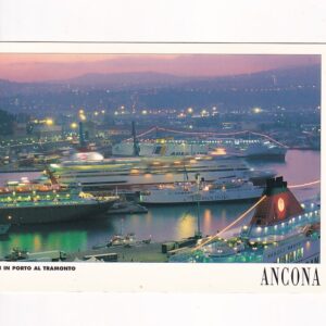 WŁOCHY ANKONA MIASTO I PORT NOCĄ WIDOKÓWKA A40261