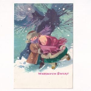 MARIA ORŁOWSKA-GABRYŚ WESOŁYCH ŚWIĄT B.N.DZIECI NA ŁYŻWACH POCZTÓWKA GRAF-5040