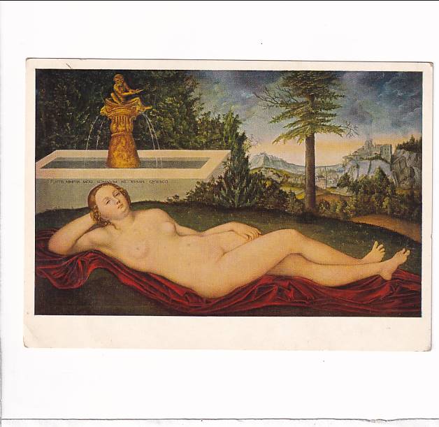 LUCAS CRANACH STARSZY "NIMFA ODPOCZYWAJĄCA PRZY FONTANNIE" POCZTÓWKA A40512