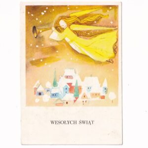 MARIA MACKIEWICZ WESOŁYCH ŚWIĄT B.N. ANIOŁ POCZTÓWKA GRAF-5422